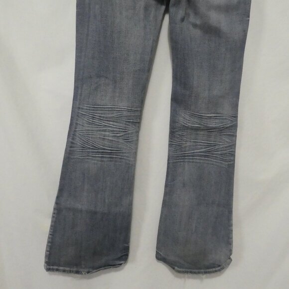 AMETHYST | 14 inch waist measured | Distressed Faded Blue Flare Jeans - Picture 14 of 16